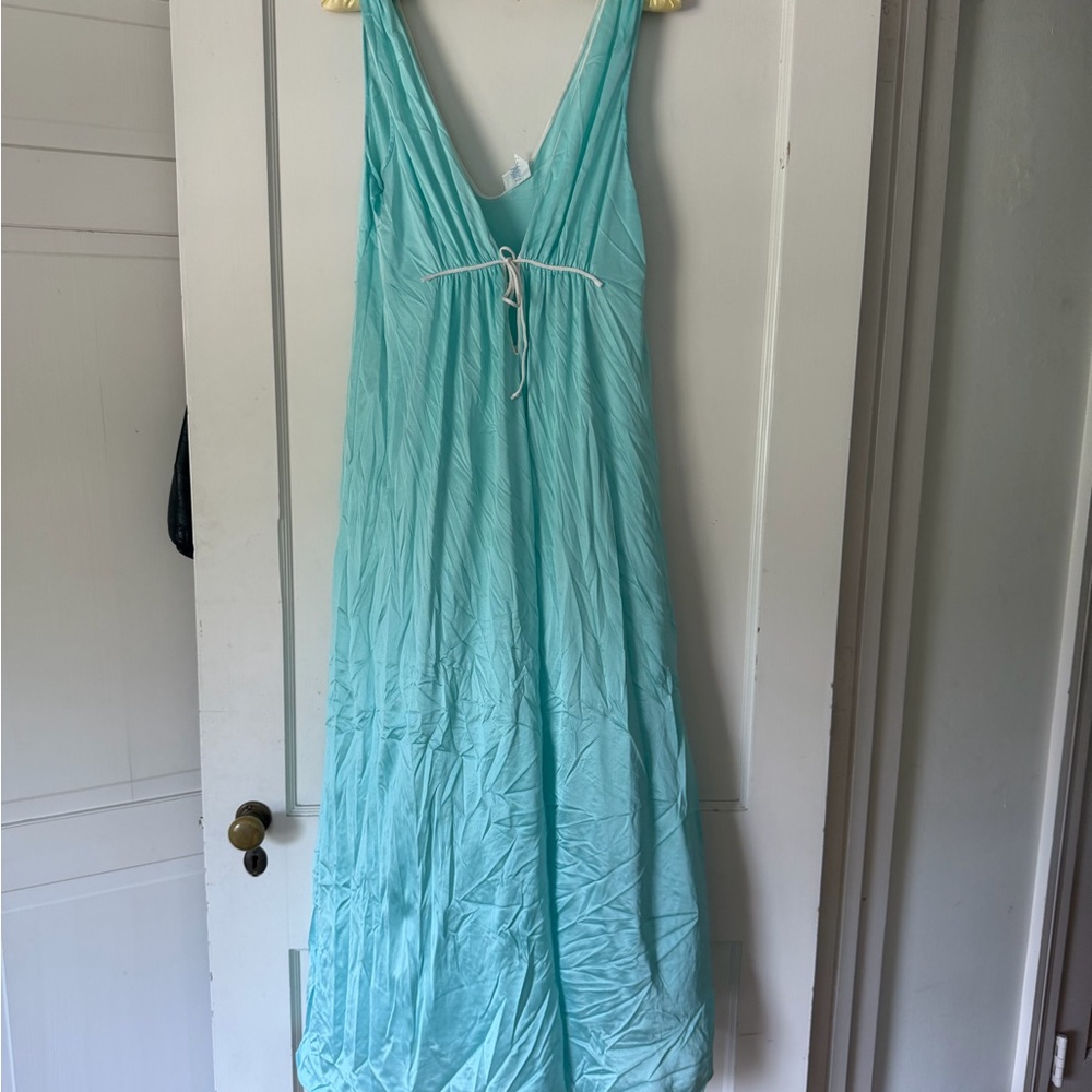 Light Blue V-Neck Chemise Slip with Tie